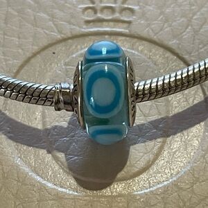 Pandora Two Toned Blue Circle Murano Glass Charm